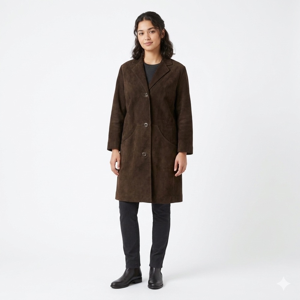 Janbell Suede Brown Coat made in Sweden Suede Coat 36/6